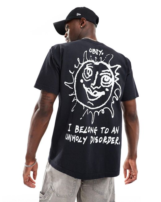 Obey Blue Garment Dyed Sun Graphic T-shirt