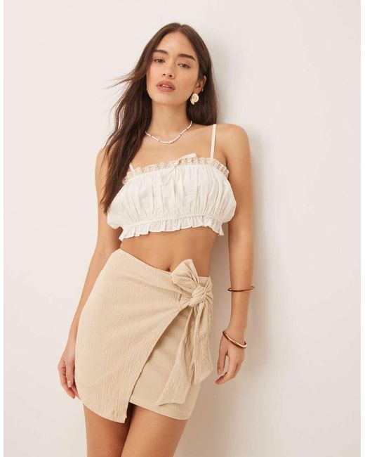 ASOS Gray Crinkle Tie Side Mini Skirt