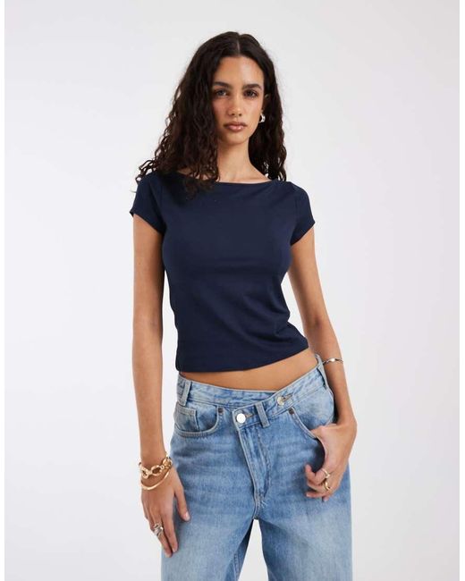Hollister Blue Seamless Slash Neck Top