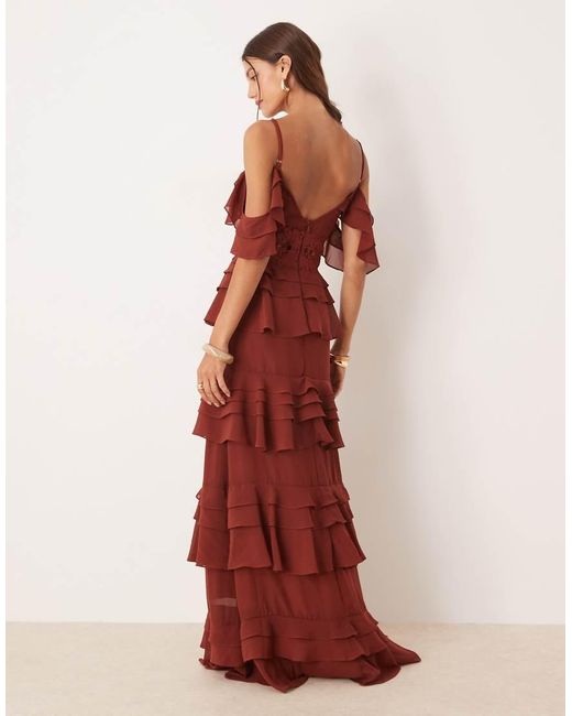 True Decadence Red V Neck Spaghetti Strap Maxi Dress