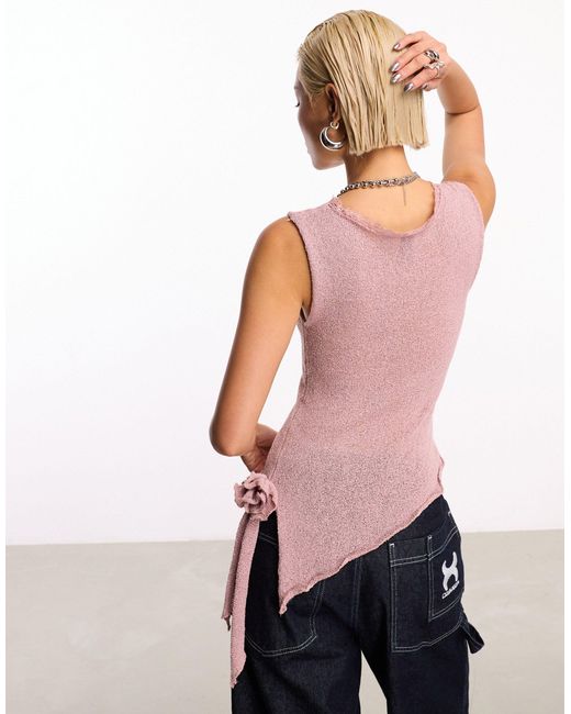 Collusion Pink Fine Knit Knitted Vest With Corsage Trim