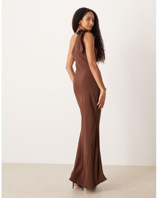 Mango Brown Asymmetric A-Line Dress