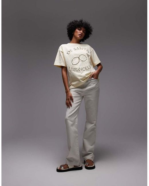 TOPSHOP Gray Cutwork Limoncello Oversized Tee