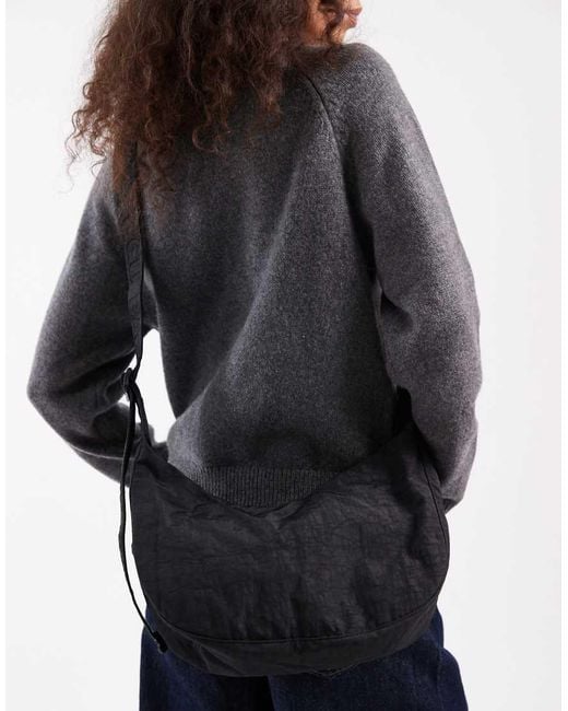 Baggu Black Medium Nylon Crescent Crossbody Bag