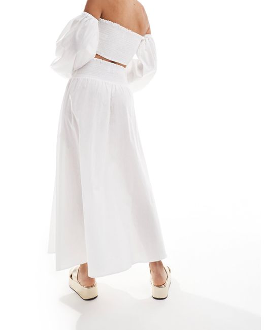 Jupe d'ensemble longue à taille froncée ASOS en coloris White