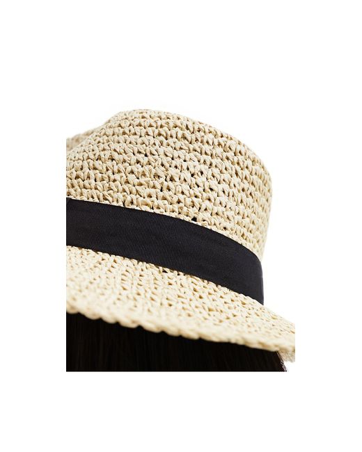 ASOS Natural Straw Packable Fedora Hat