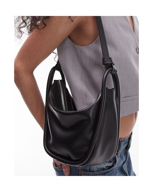 TOPSHOP Black Sergio Structured Bucket Shoulder Bag