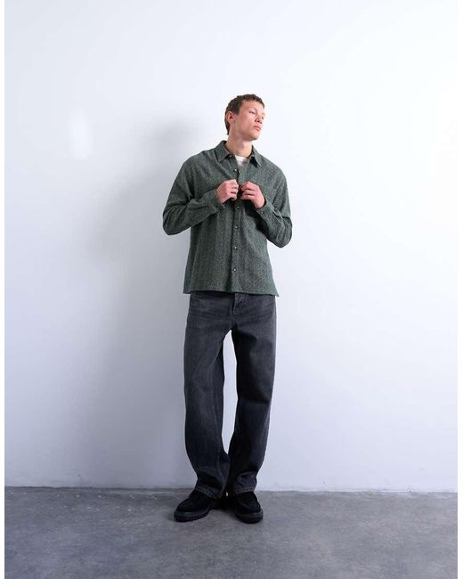 Topman Gray Relaxed Fit Marl Textured Shirt for men
