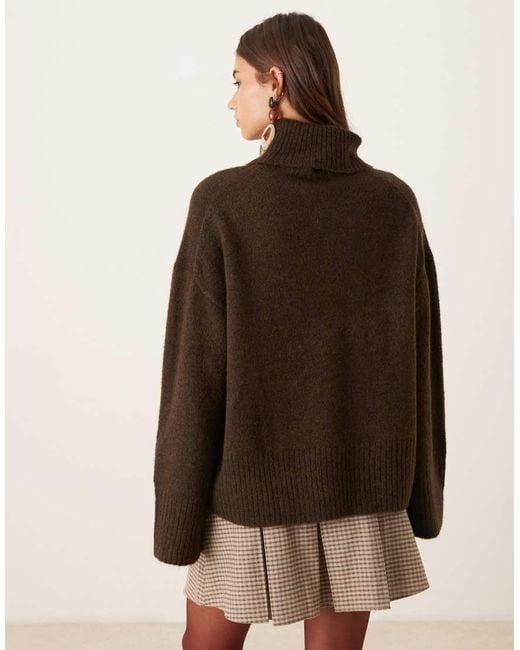 Gina Tricot Brown High Neck Long Sleeve Knitted Wool Alpaca Sweater