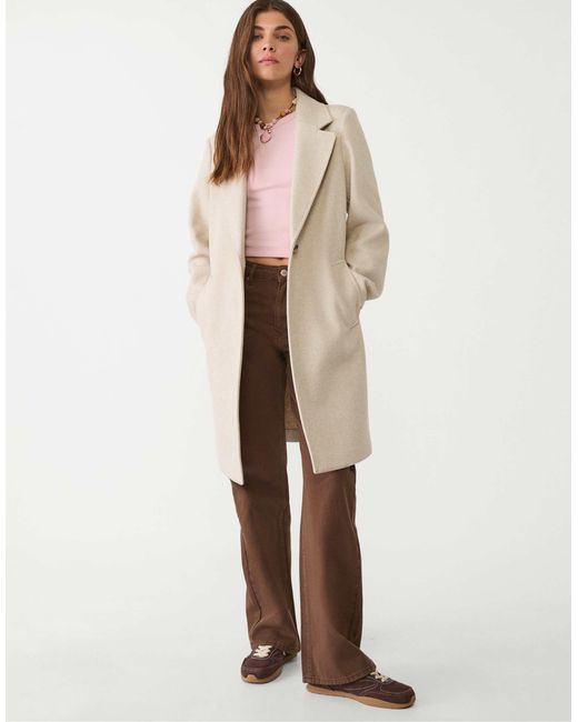 Stradivarius Natural – weicher midi-mantel