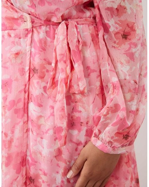 Vero Moda Pink Smilla Chiffon Long Sleeve Wrap Front Mini Dress