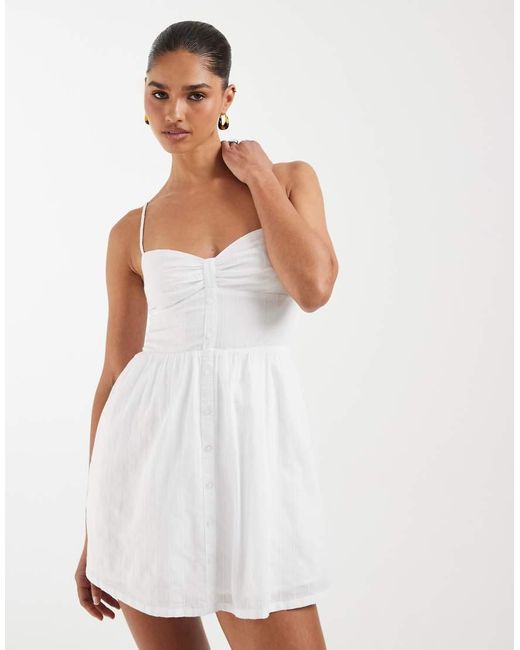 Hollister White Strappy Button Front Mini Dress