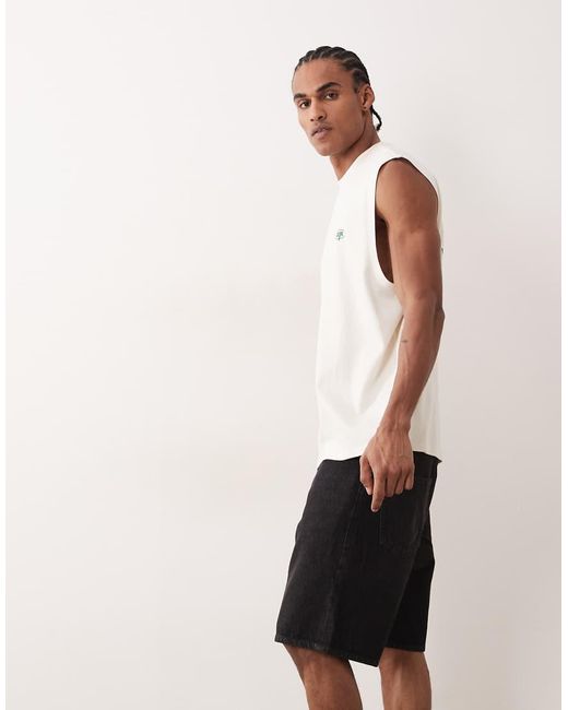 Jack & Jones White Tony Loose Denim Shorts for men