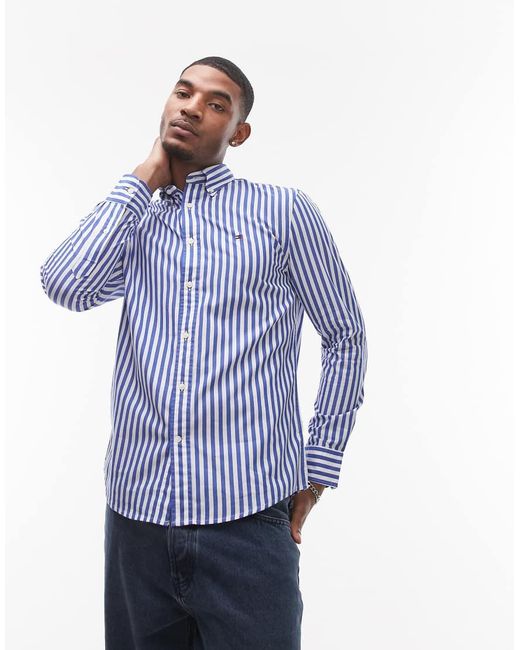 Tommy Hilfiger Blue Flex Poplin Bold Stripe Shirt for men