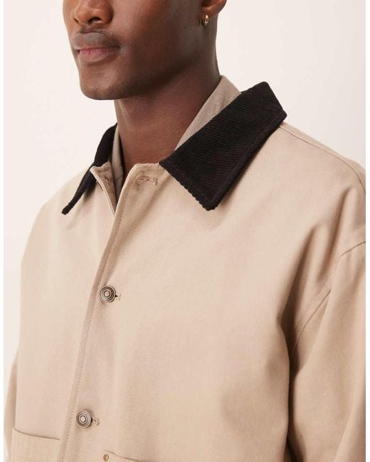 ASOS Blue Harrington Jacket With Cord Collar for men