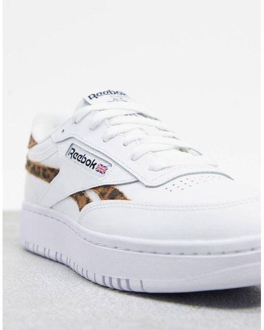 Reebok – Club C Double – Sneaker mit Leopardenmuster-Detail, exklusiv bei  ASOS in Weiß | Lyst DE