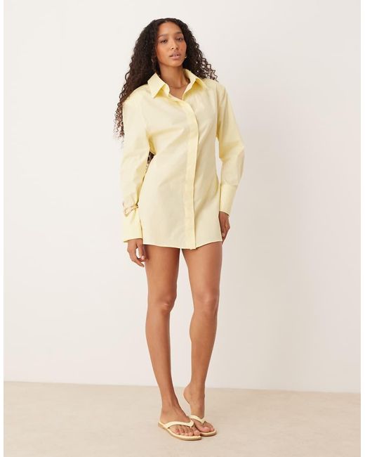 ASOS Getailleerde Mini Overhemdjurk in het Natural