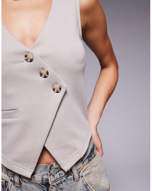 ASOS Gray Asymmetric Waistcoat Top