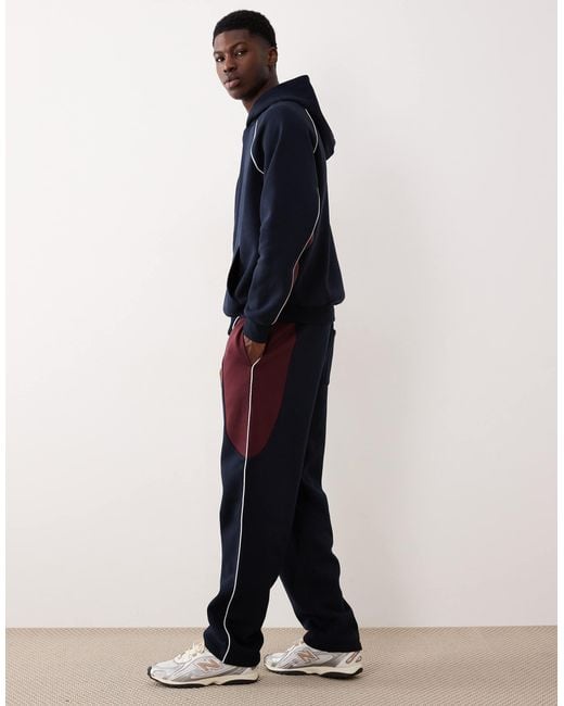 ASOS Blue Straight Leg jogger With Cut And Sew for men