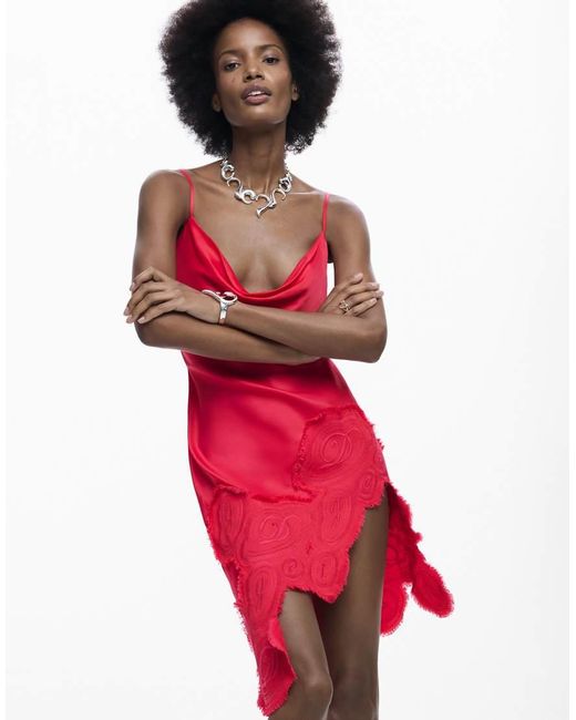 Desigual Red Asymmetrical Slip Dress