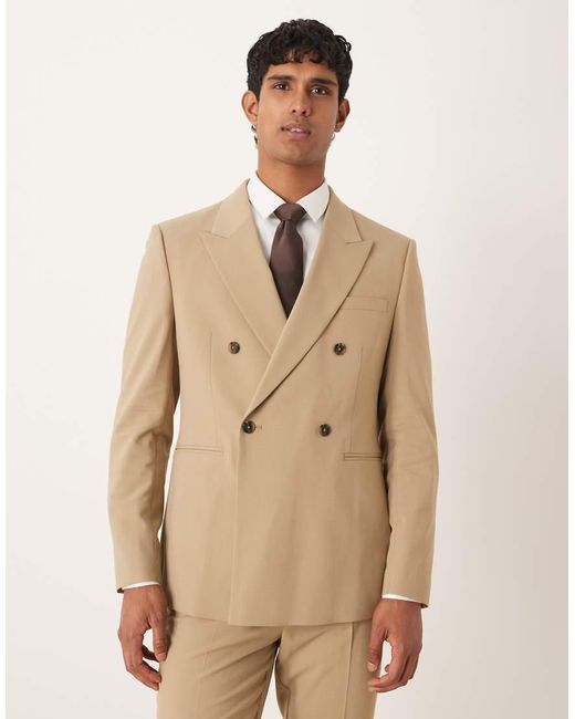 ASOS Natural Double-breasted Regular Jacket for men