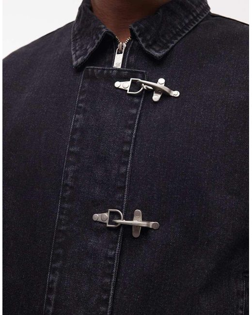 Liquor N Poker Blue Buckle Detail Harrington Jacket for men