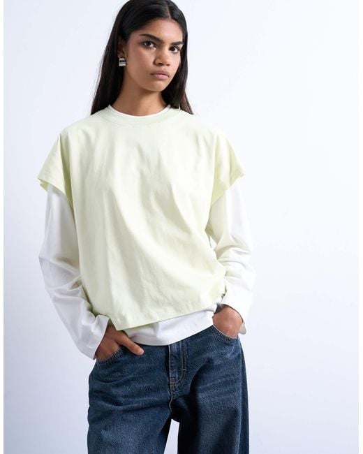 TOPSHOP White Double Layer Skater Tee