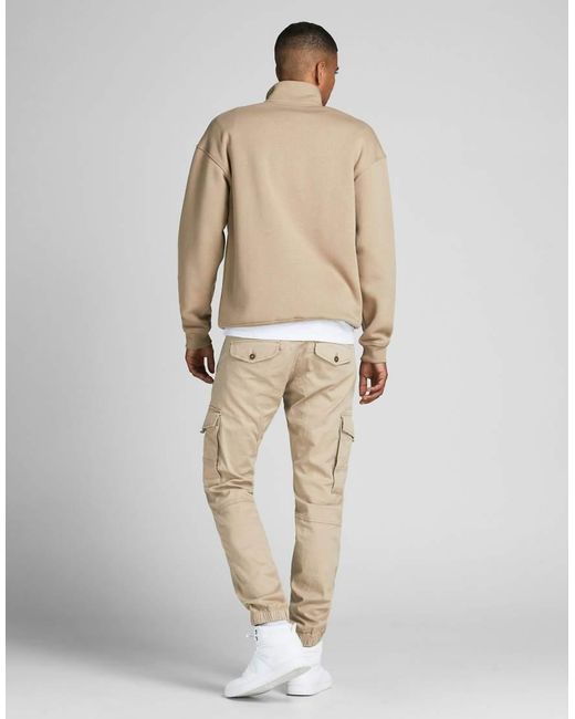 Jack & Jones Natural Paul Jersey Tapered Cargo Pant for men