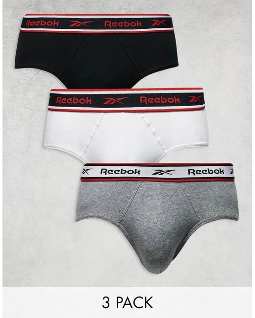 Reebok White 3 Pack Chase Briefs for men