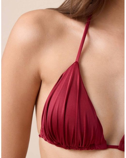 Calzedonia Red Shiny Satin Triangle Bikini Top