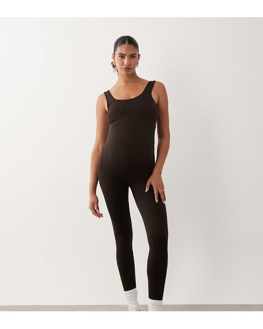 Mama.licious Brown Mamalicious Maternity Seamless Unitard Jumpsuit