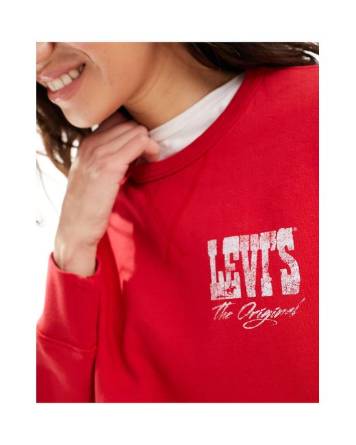 Felpa rossa con logo piccolo di Levi's in Red