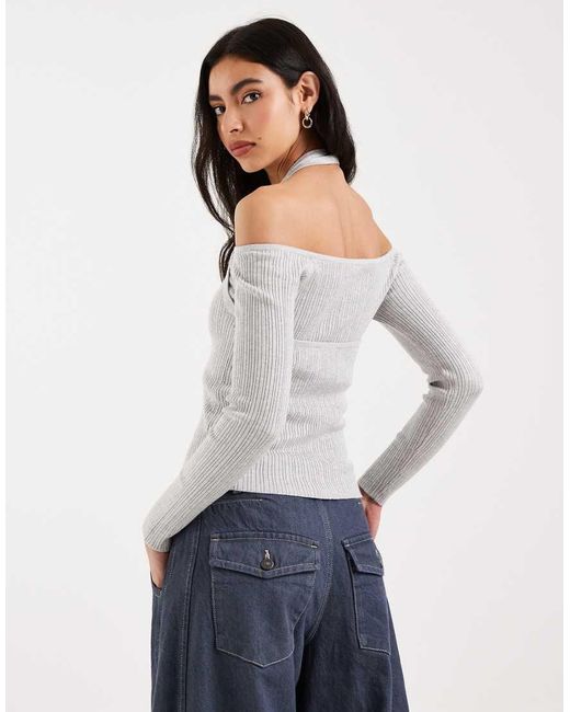 Mango Blue Teen Cut Out Long Sleeve Top
