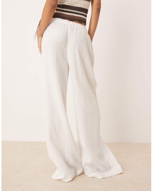 Gina Tricot Natural Co-ord Gauze Relaxed Fit Drawstring Trousers