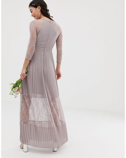 tfnc bridesmaid exclusive pleated maxi dress in grey