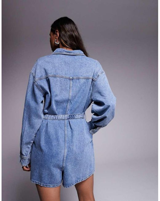 GOOD AMERICAN Blue Weightless Denim Romper
