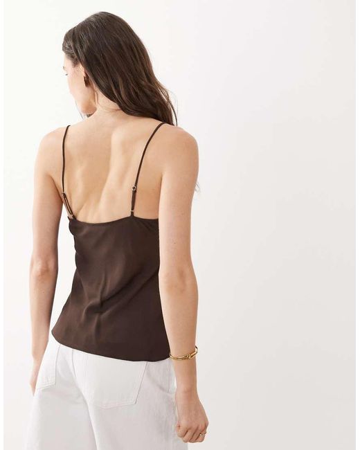 Mango Black Strappy Cami Top With Lace Trim