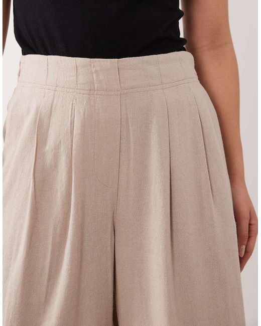 Nobody's Child Petite Natural Silsoe Linen Blend Elasticated Waist Wide Leg Pants