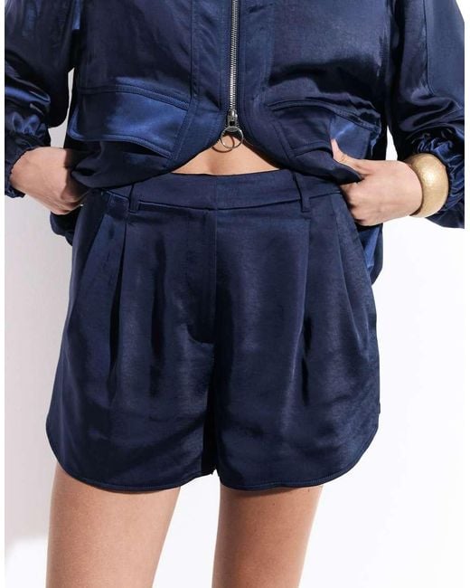 ASOS Blue Tailored Satin Runner Short