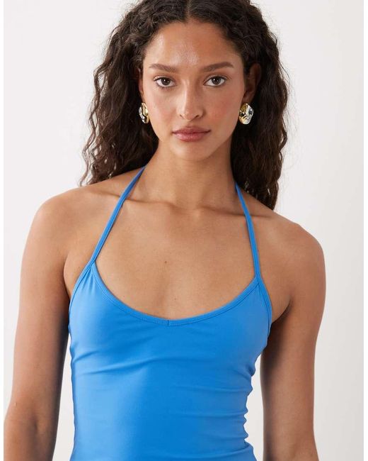 Cotton On Blue Hold Me Halter Mini Dress