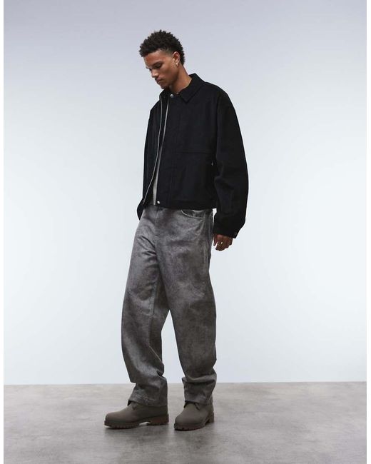 ASOS Blue Cord Harrington Jacket for men