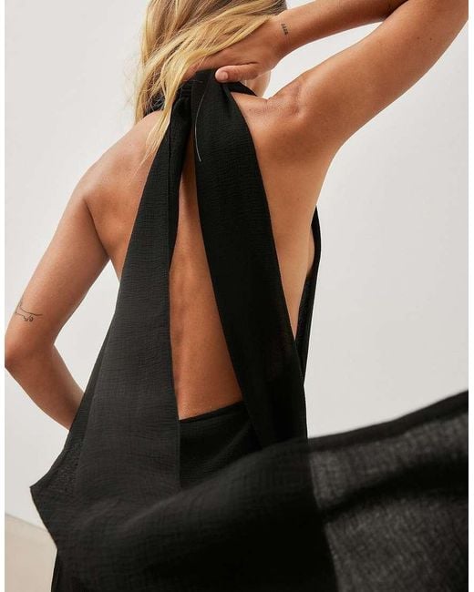 NA-KD Black Halterneck Chiffon Asymmetric Dress