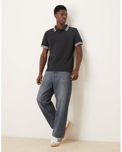ASOS Black Essentials Polo With Tipping for men