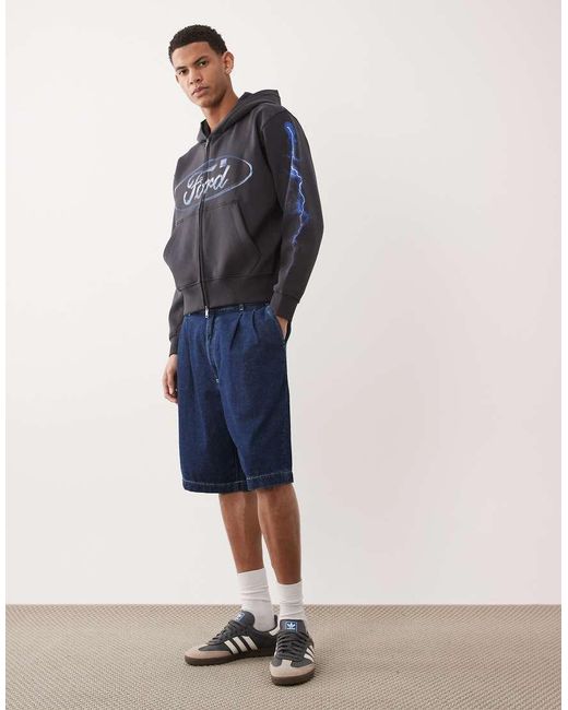 Abercrombie & Fitch Blue Ypb Ford Graphic Print Zip Up Hoodie for men