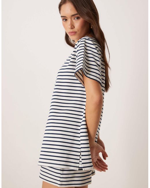 ASOS White Co-ord Interlock Off Shouder T-shirt
