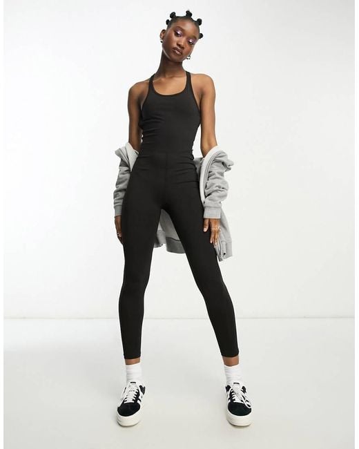 Stradivarius Black Scoop Neck Unitard