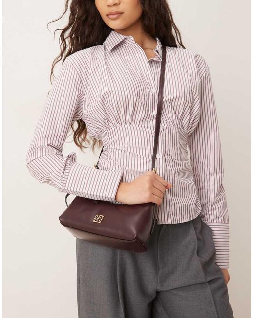 Calvin Klein Brown Hardware Detailing Logo Shoulder Bag