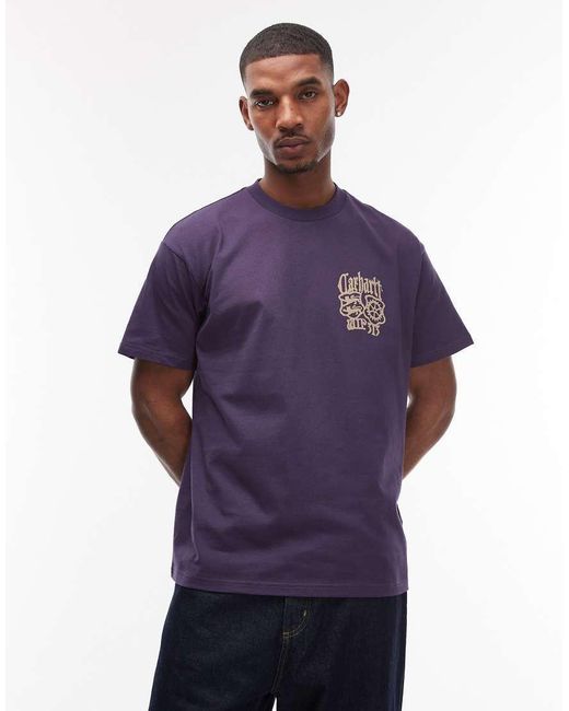 Carhartt Purple Commuting Tales Back Print Oversized T-shirt for men
