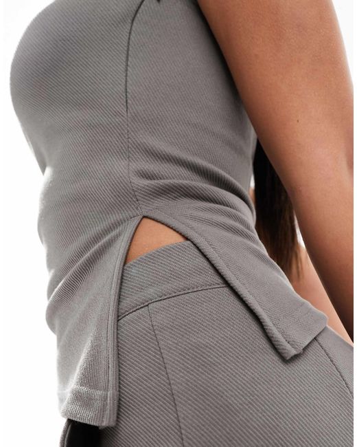 Top sans manches d'ensemble froncé sur le côté - anthracite ASOS en coloris White