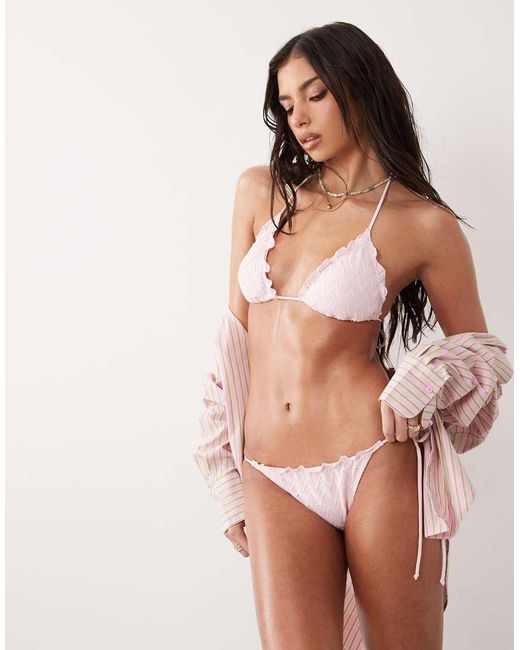 Candypants Brown Broderie Triangle Bikini Top